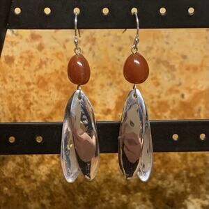 RLM Earrings Carnelian Agate and Sterling Silver Dangles Vintage